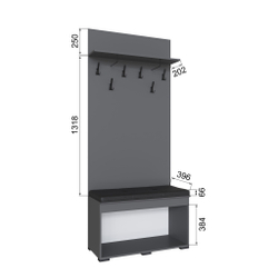 Тумба с вешалкой Плейона, Графит серый