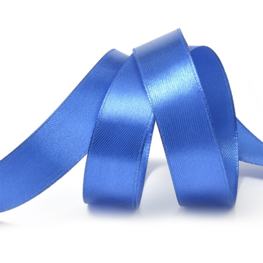 Лента атласная 20 мм. синяя. Длина 27.4м
