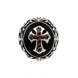 Перстень Крест в черной эмали