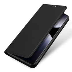 Чехол книжка из PU кожи черного цвета от Dux Ducis для Xiaomi Redmi Note 14 Pro 4G, серия Skin Pro Series Case