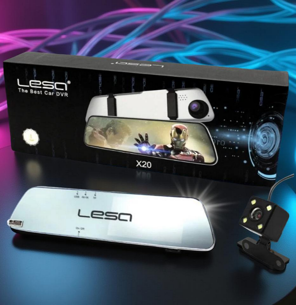 Видеорегистратор в зеркале с двумя камерами LESA X20