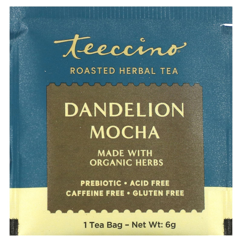 Teeccino, Жареный травяной чай, мокко из одуванчика, без кофеина, 25 чайных пакетиков, 150 г (5,3 унции)