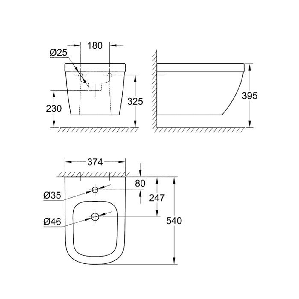 Подвесное биде GROHE Euro Ceramic, альпин-белый 39208000