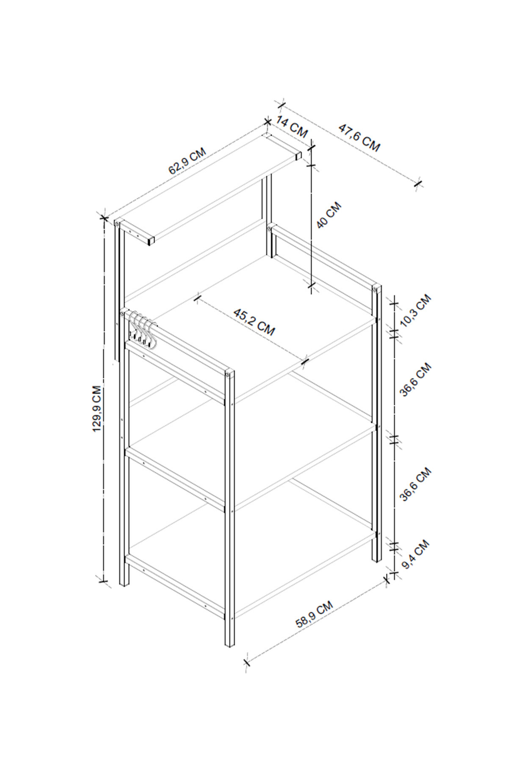 Стеллаж кухонный INDONESIA 130х60 - сосна