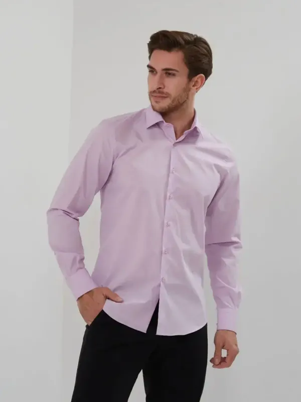 Рубашка приталенная SLIM FIT с длинным рукавом, сиреневая