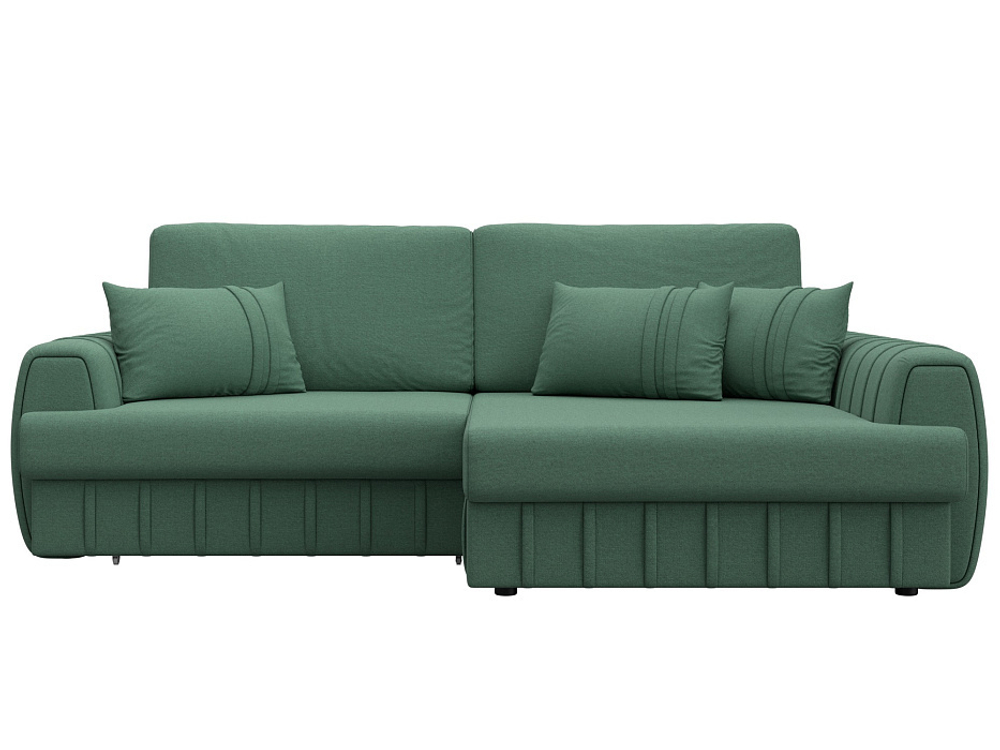 Диван угловой Лига-057 НПБ угол правый, Амур 11 зеленый, Рогожка, 129267