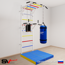 Шведская стенка Sv Sport 5435 (Турник рукоход/Брусья/Трапеция/Цепь/Мешок 15кг/Мат 1м)