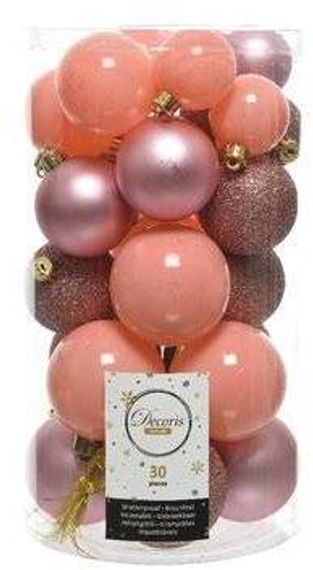 Набор пластиковых шаров Стиль mix, карамельно-розовый, 30 шт, Kaemingk (023065)