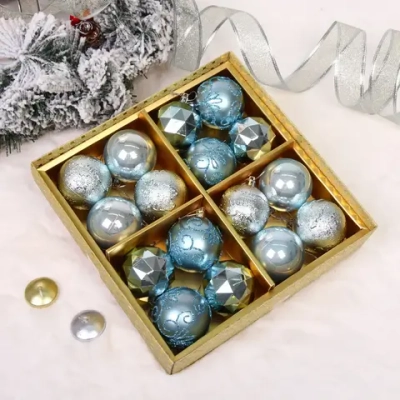 Новогодние шары «Зимняя вечеринка» 6 см (набор 16 шт), Голубой