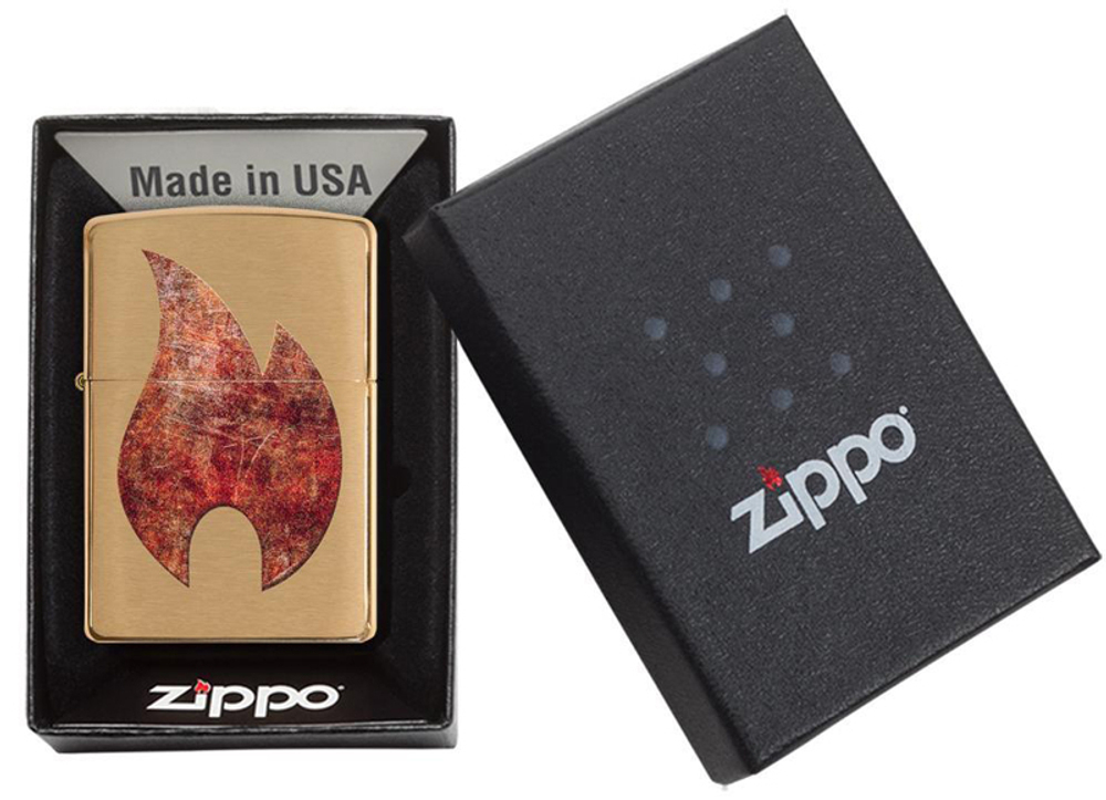 Зажигалка золотистая матовая Rusty Flame Design ZIPPO 29878