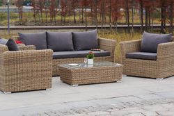 "Капучино" лаунж-зона из искусственного ротанга, цвет соломенный