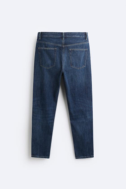 ZARA ДЖИНСЫ SLIM CROPPED-FIT, СИНИЙ