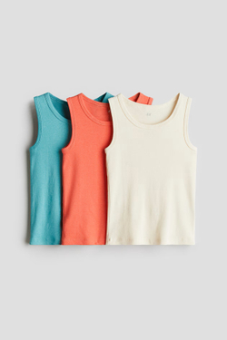 H&M Набор из 3 футболок из хлопка, кораллово-красный