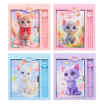 Блокнот детский Basir на замке, с ручкой, формат А6, серия "Котята", переплет 7БЦ, 17.5*13 см, 48 листов, ассорти