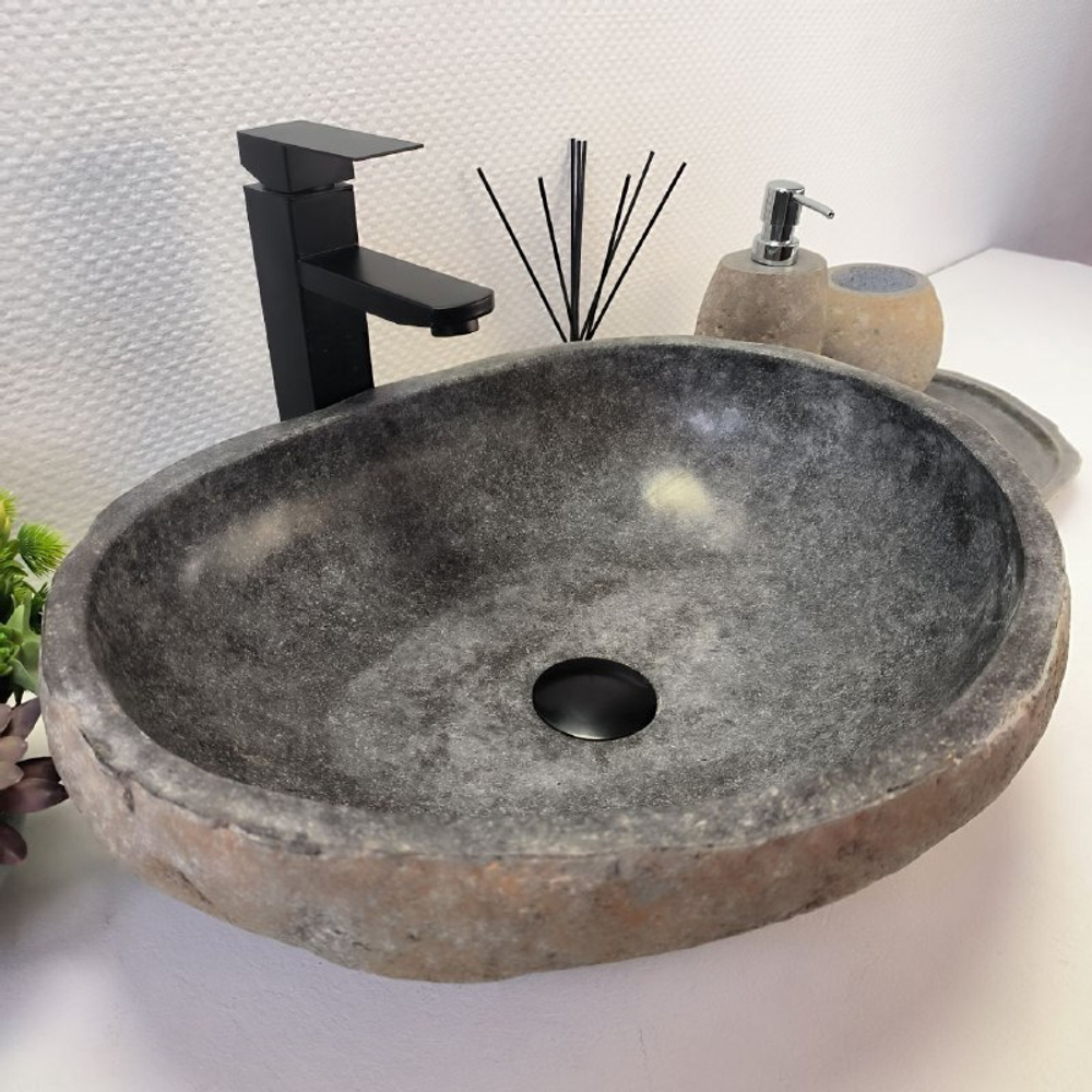 Каменная раковина из речного камня RS-63336 (49*40*15) 0122