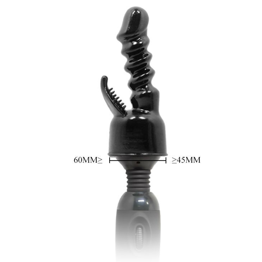 Чёрная насадка на вибромассажёр для клиторально-вагинального массажа (Цвет: черный)