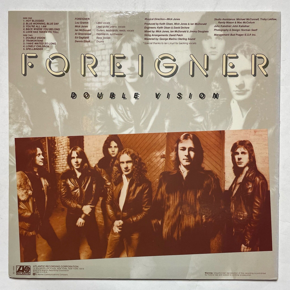 Винтажная виниловая пластинка LP Foreigner Double Vision (USA 1978)