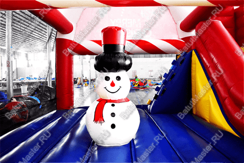 Коммерческий надувной батут "Рождественский" с крышей