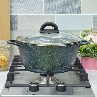 Кастрюля 3л Сияние Green с литыми ручками и стеклянной крышкой, к2433Gr