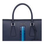 PRADA Casual Crocodile Leather Briefcase, Laptop Bag Men"s Baltic Sea Blue/Cornflower Blue