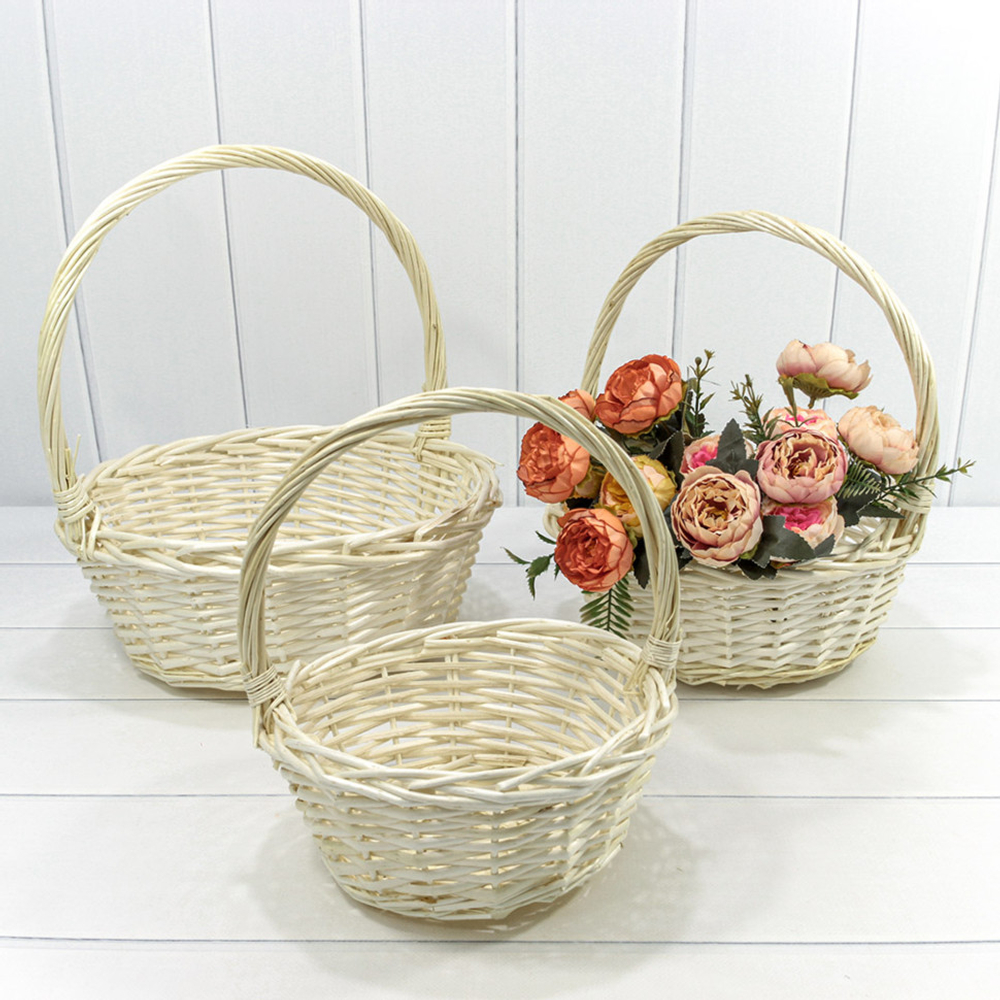 Корзина 34х13/38 (±5%) см Набор 3шт с ручкой (Бежевый)