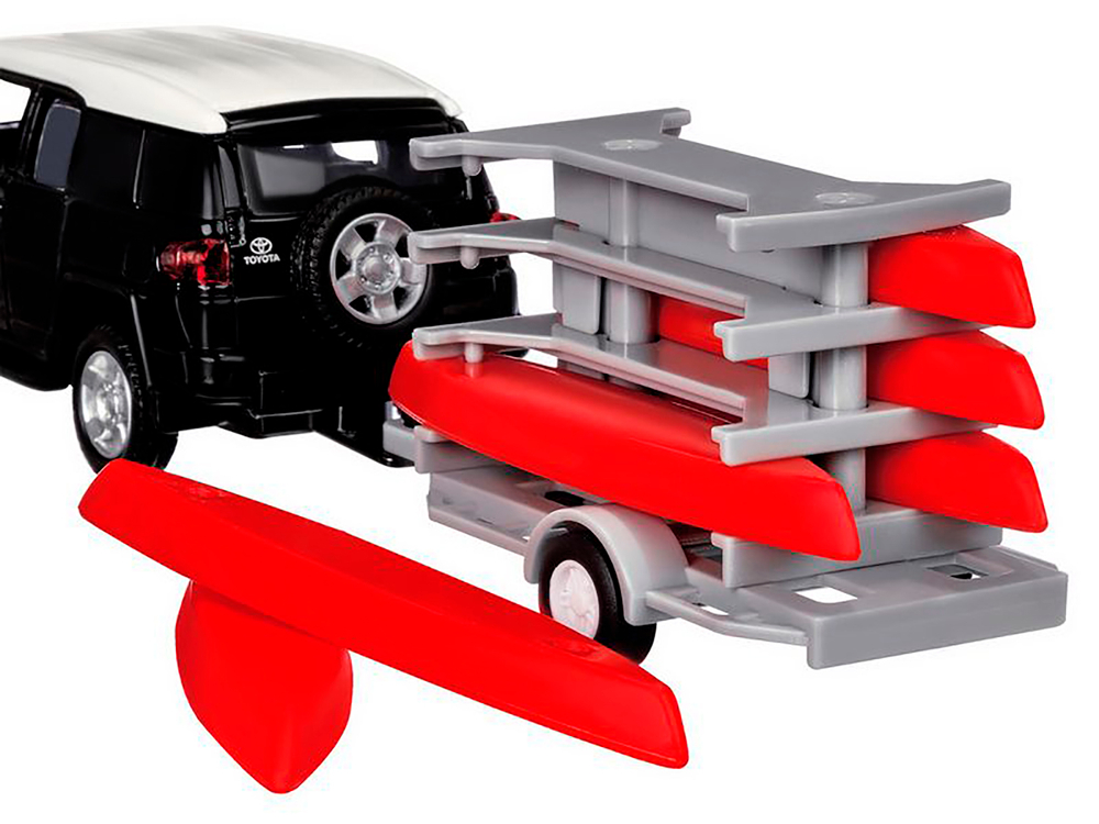 Машина "АВТОПАНОРАМА" Toyota FJ Cruiser c прицепом с досками для серфинга, 1/43, инерция, в/к