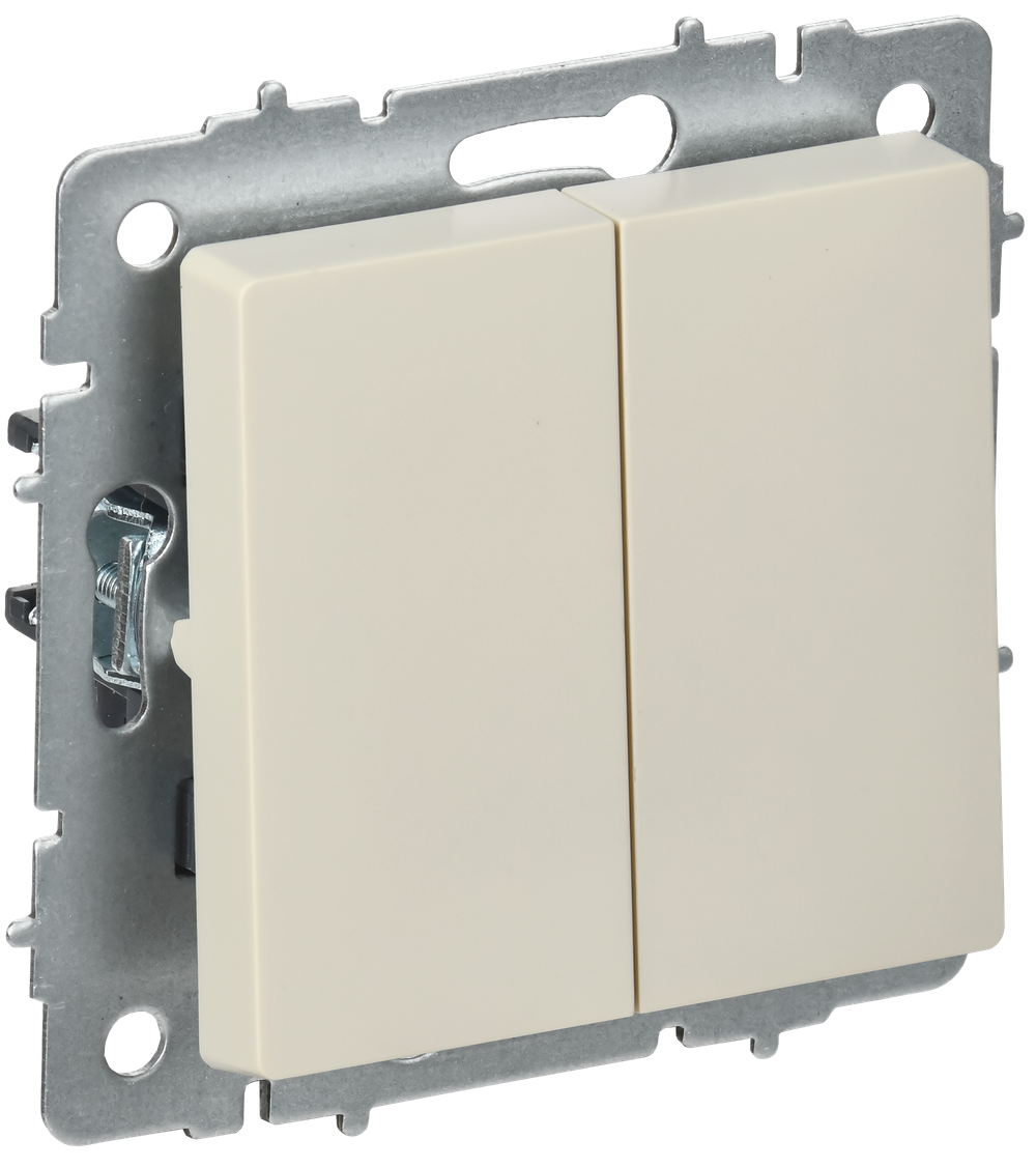 BRITE Выключатель 2-клавишный перекрестный 10А ВС10-2-3-БрКр бежевый IEK