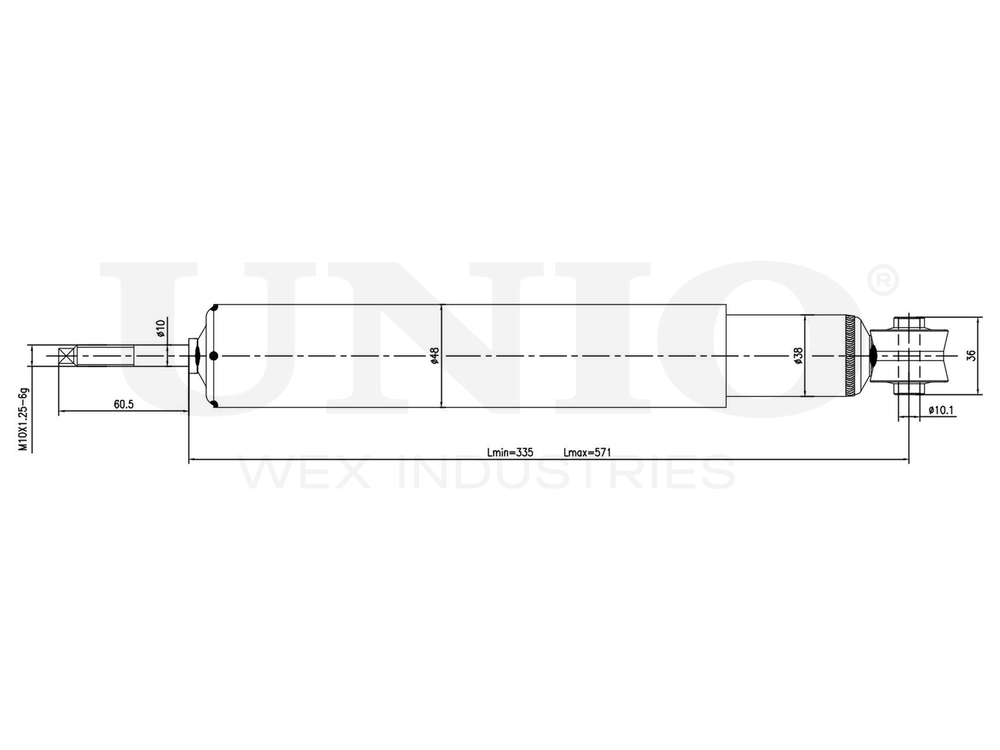 Амортизатор газовый задней подвески UNIO SAB-10404