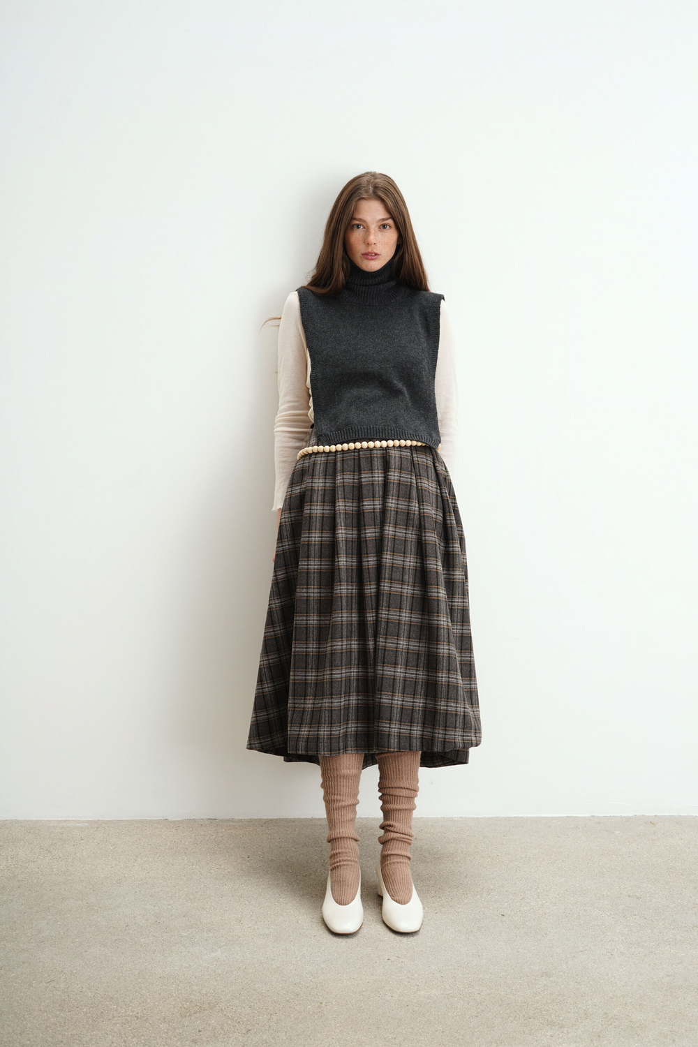 Манишка из кашемира с мериносом цвета графит ПРЕДЗАКАЗ