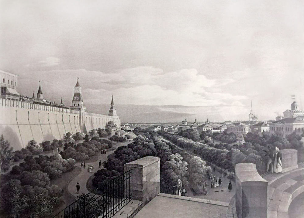 Москва. Александрийский сад. Изд-во Джузеппе Дациаро.  Середина XIX в.