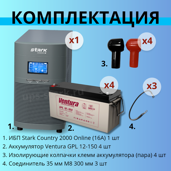 Комплект ИБП SC 2000 online + GPL 12-150 х 4 шт.