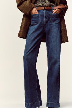 ZARA ДЖИНСЫ Z1975 КЛЕШ С ВЫСОКОЙ ПОСАДКОЙ И РЕМНЕМ, СИНИЙ