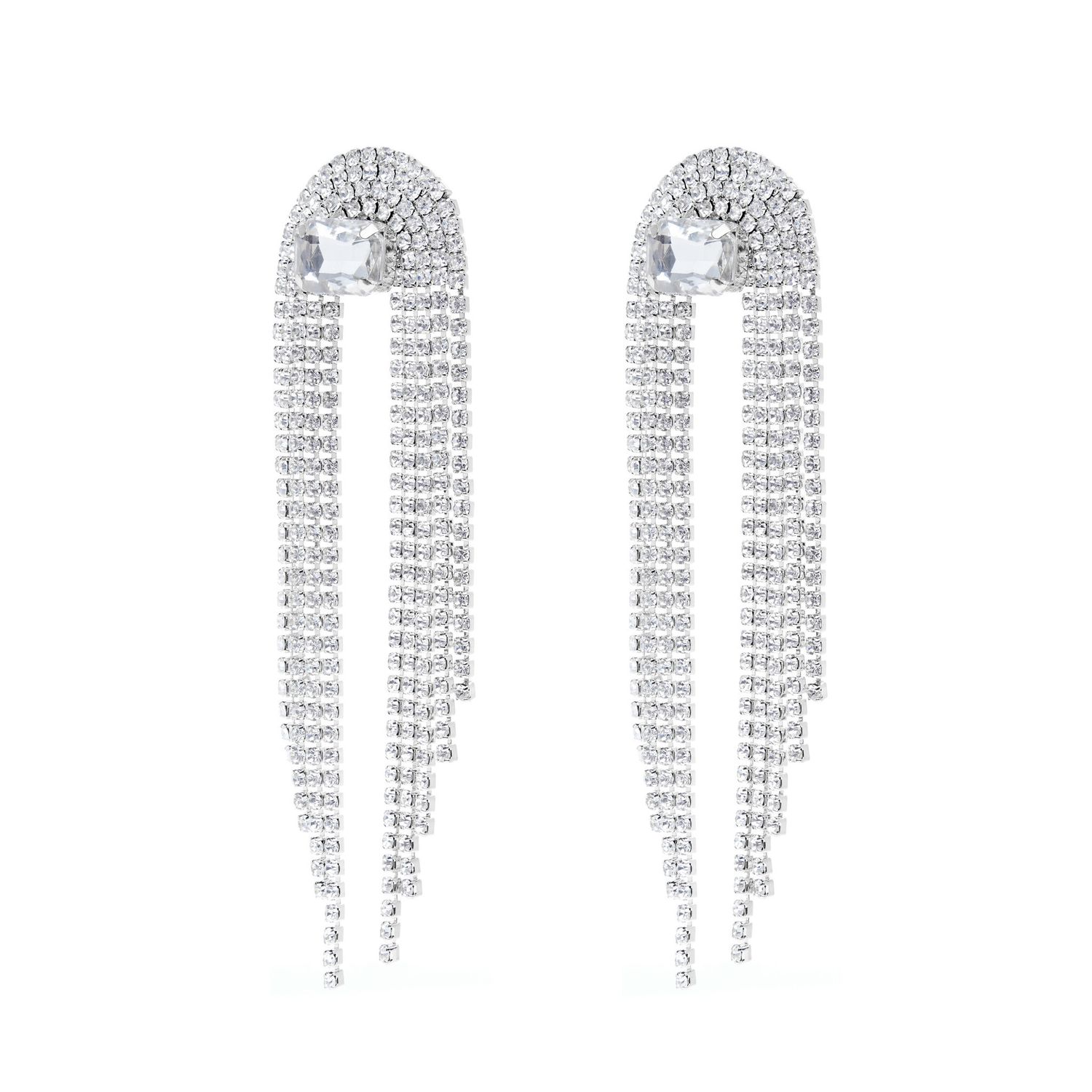 Серьги Large Floating Crystal Earrings – Silver