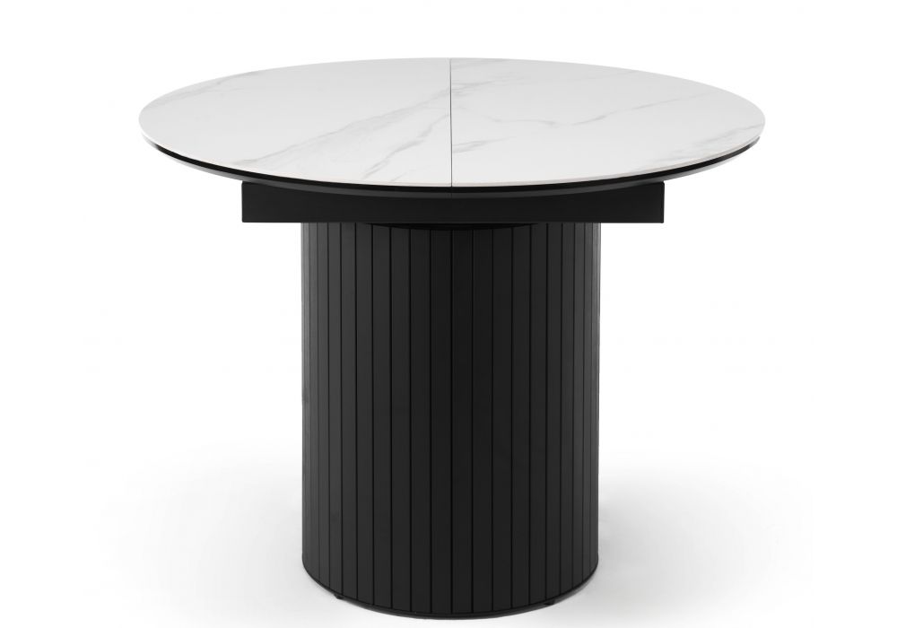 Керамический стол Woodville Лорен 100(140) snow white, черный