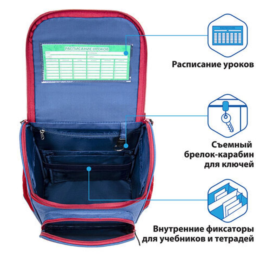 Ранец ПИФАГОР BASIC, с эргономичной спинкой, "Champion", 35х28х18 см, 270685