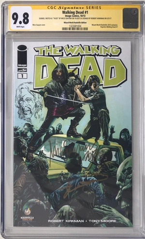 CGC The Walking Dead #1. Автограф Роберта Киркмана. Скетч Мико Суаян. Состояние 9,8