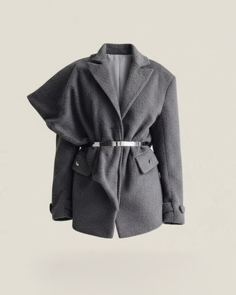 Пиджак - пальто с косынкой oversize