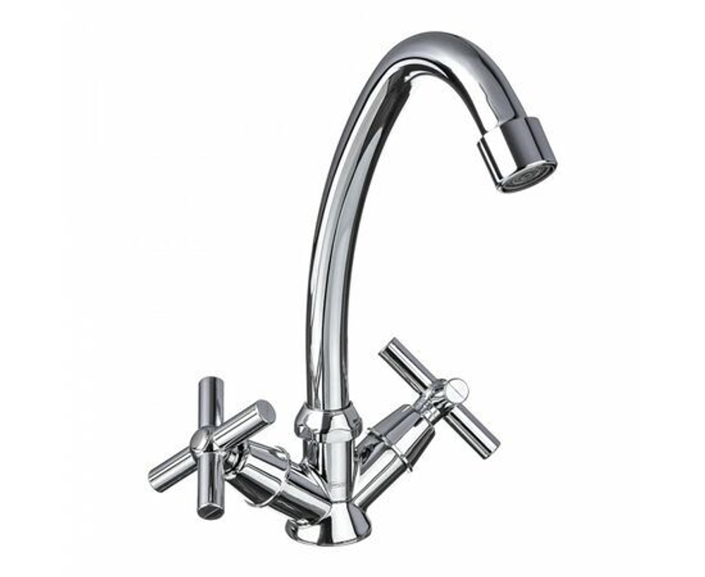 Смеситель для кухни поворотный излив 20см, керам. кран-буксы 1/2, хром, цинк, SK01-T217 СоюзКран (1/20)