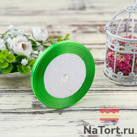 Лента атласная 6 мм (23 метра, цвет №52  светло-зеленый)