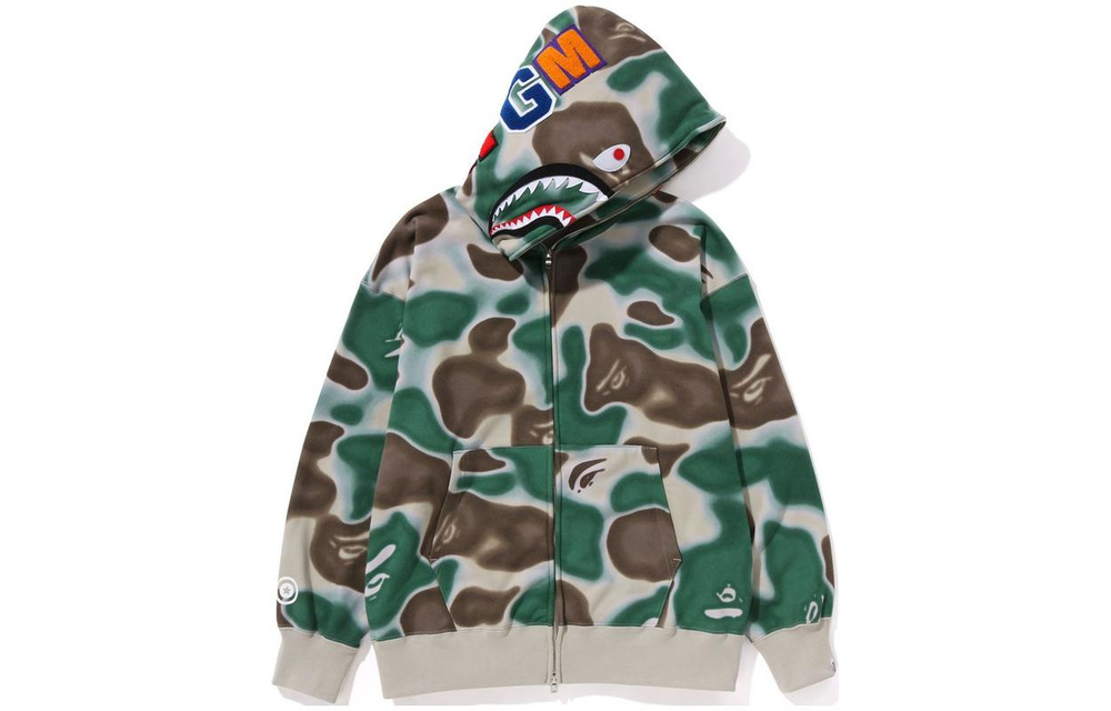 A Bathing Ape Liquid Camo Shark Relaxed Fit Full Zip Худи
