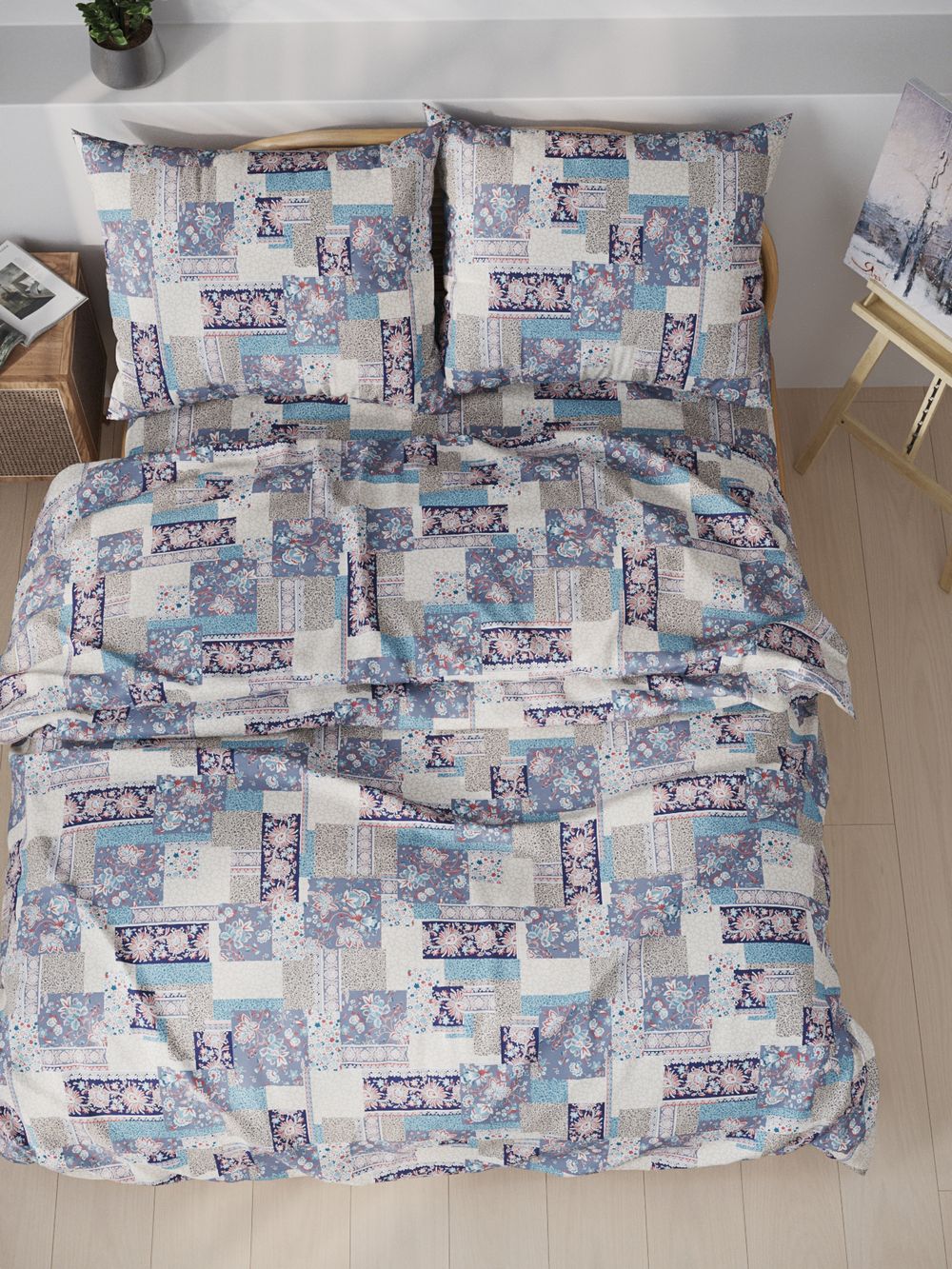 Простынь на резинке Сказка "Лоскутная мозаика" 140х200 см