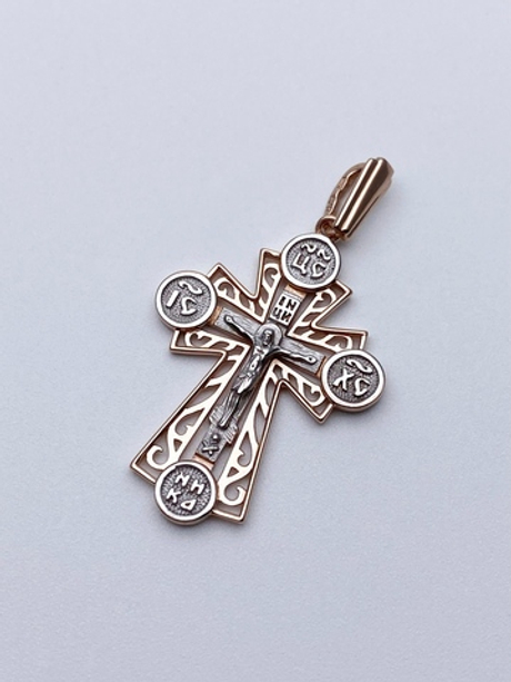 Крест из серебра/Позолота,Родий/С подвижным ухом
