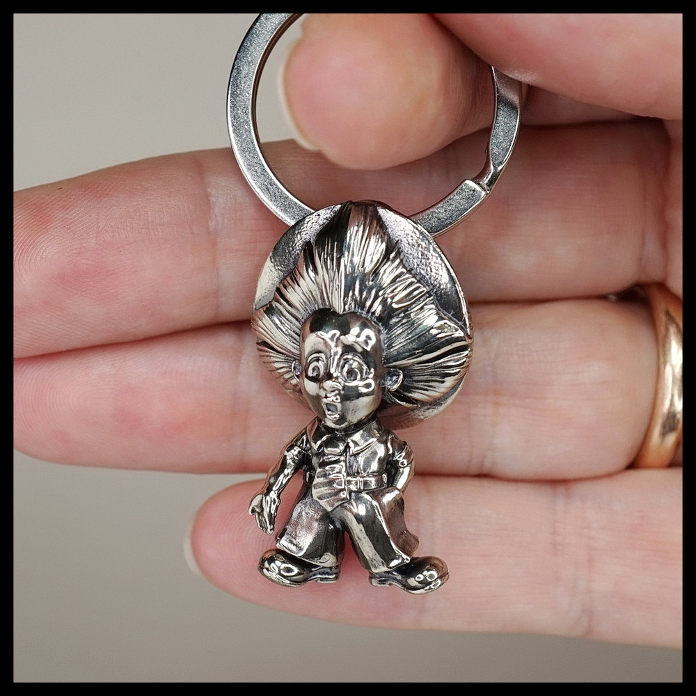 Брелок "Коротышка" для ключей , мельхиор