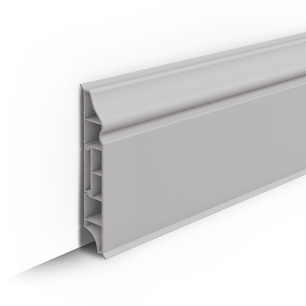 Плинтус напольный IDEAL Дюра фигурный 002 Светло-серый 80x16x2200 мм