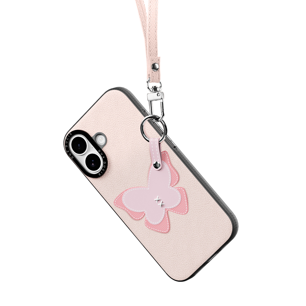 Чехол светло-розового цвета (Butterfly Edition) для iPhone 17, серия Luvy Series Case (со съемным ремешком) от Dux Ducis