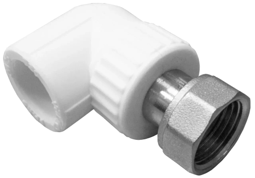 Угольник PP-R комбинированный белый с накидной гайкой Дн 20х1/2" VALFEX 10138020