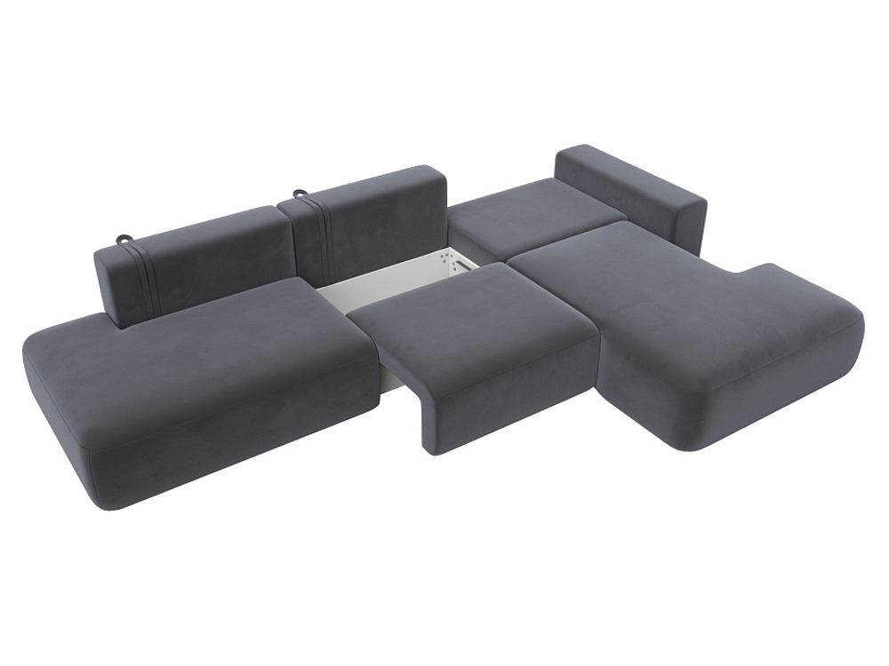 Диван угловой Лига-036 НПБ Модерн Лонг правый угол ВЕЛЮР Серый