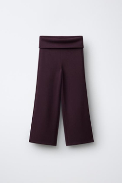 ZARA СПОРТИВНЫЕ БРЮКИ WIDE LEG, БАКЛАЖАННЫЙ