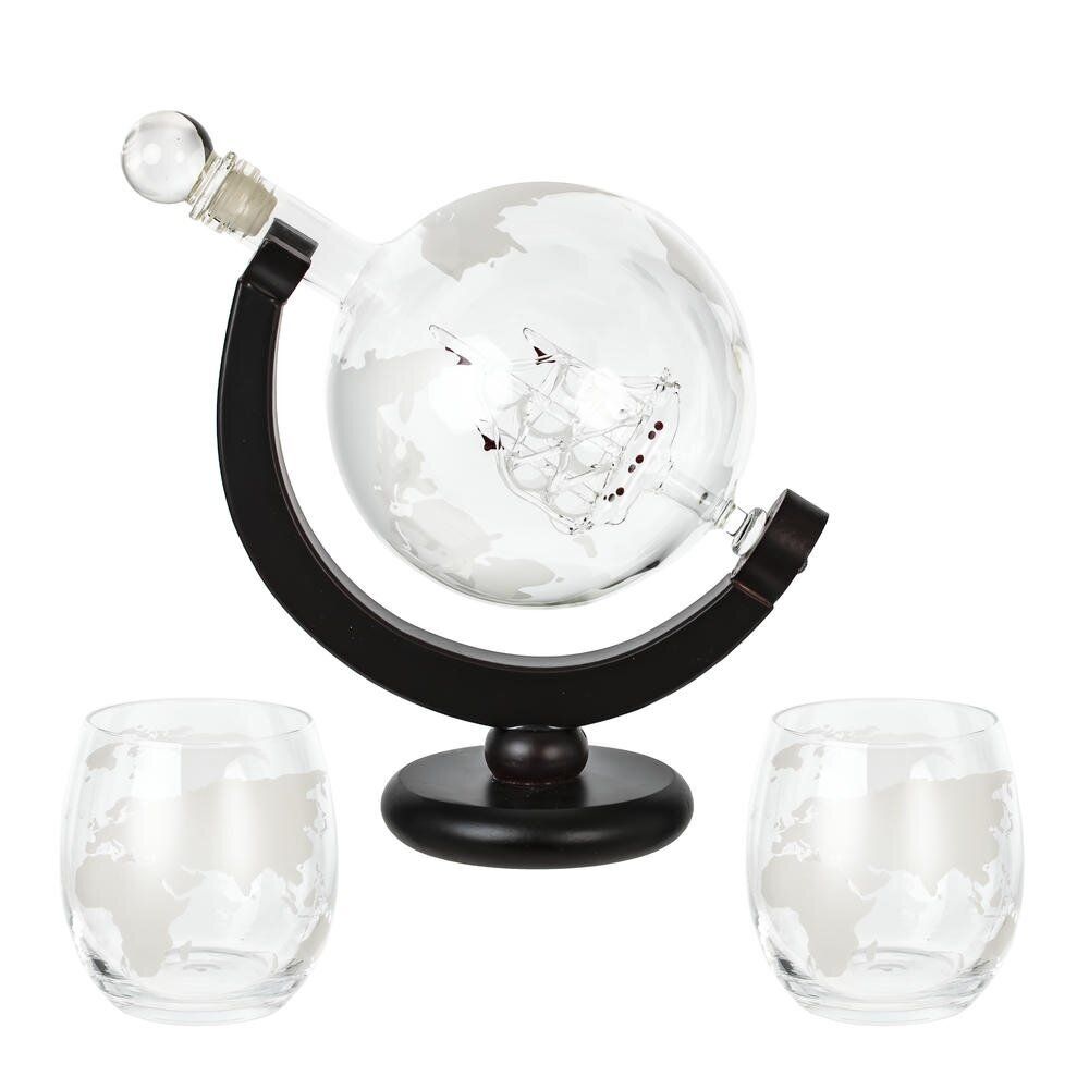GAEM Графин "Глобус" 950 мл с 2-мя стаканами 300 мл, L20 W13 H22 см