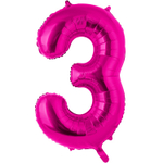 Шар фольгированный Цифра 3 101 см (Фуксия)